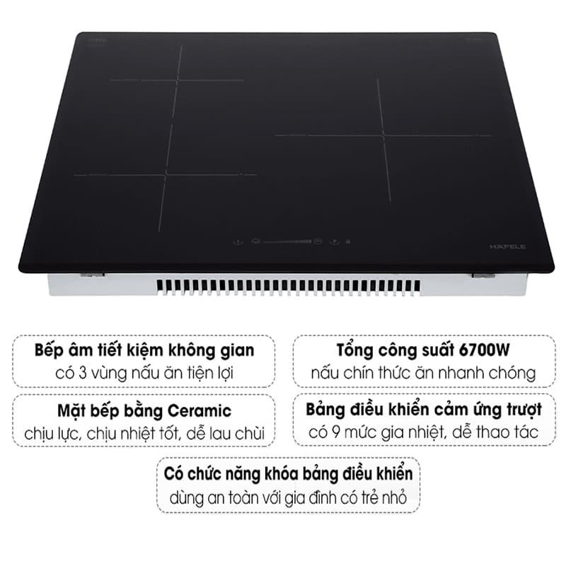 chức năng Bếp từ 3 vùng nấu Hafele HC-I603D hellocook