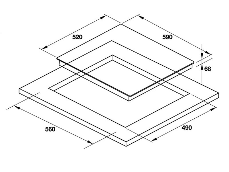 kích thước  Bếp từ 3 vùng nấu Hafele HC-I603D hellocook