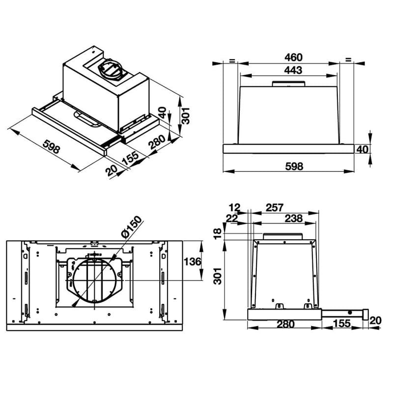 thông số kỹ thuật  Máy hút mùi âm tủ Hafele HH-TG60E hellocook