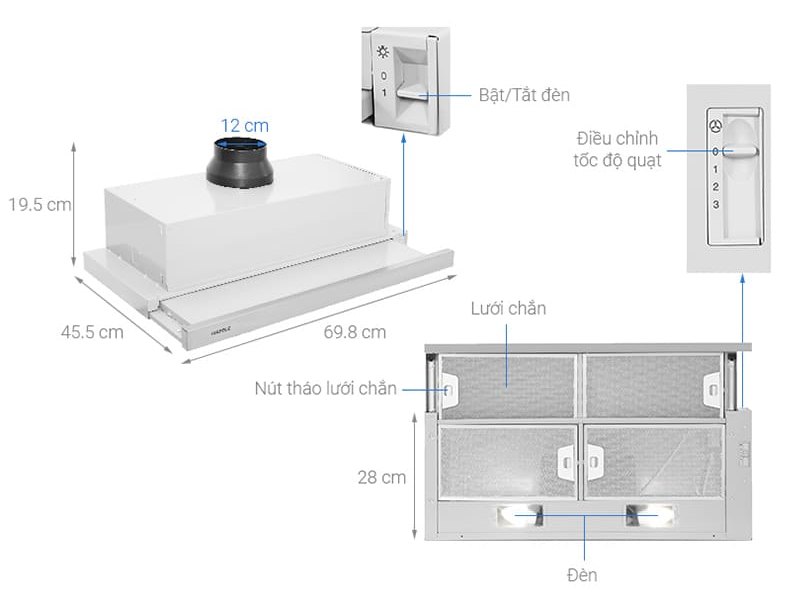 Máy hút mùi âm tủ Hafele HH-S70A hellocook