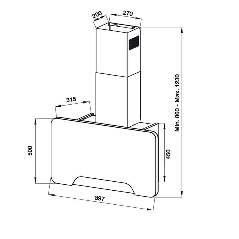 kích thước Máy hút mùi Hafele HH-WVGS90A hellocook