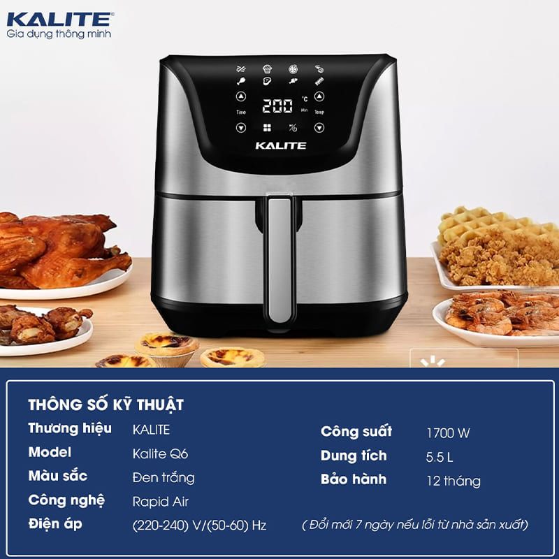 chức năng Nồi chiên không dầu KALITE Q6 hellocook