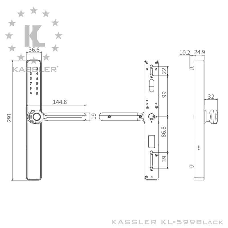 THÔNG SỐ Khóa điện tử cửa nhôm Kassler KL - 599 HELLOCOOK