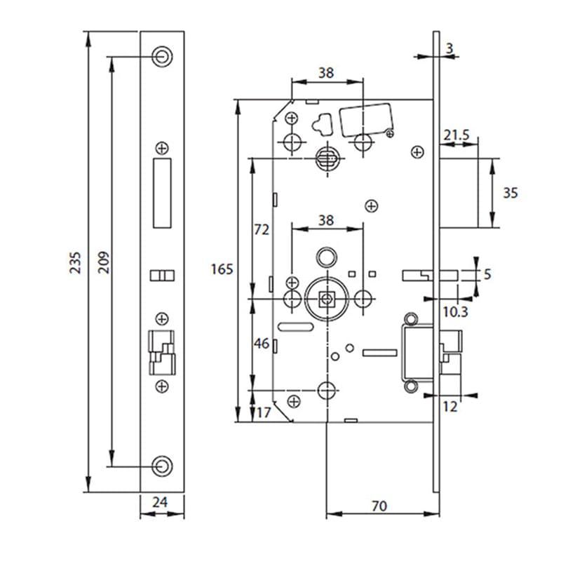 Kích thước Khoá điện tử Hafele PP8100 hellocook