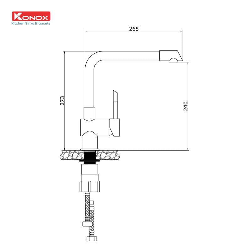 thông số kỹ thuật Vòi rửa bát Konox Felix CHROME  HELLOCOOK