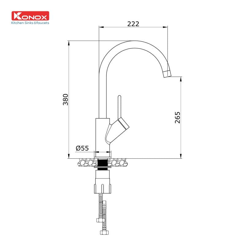 THÔNG SỐ KỸ THUẬT Vòi rửa bát Konox Modo HELLOCOOK