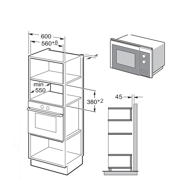 kích thước Lò vi sóng Fagor X-CLASS 3MWB-25BTCGX  hellocook