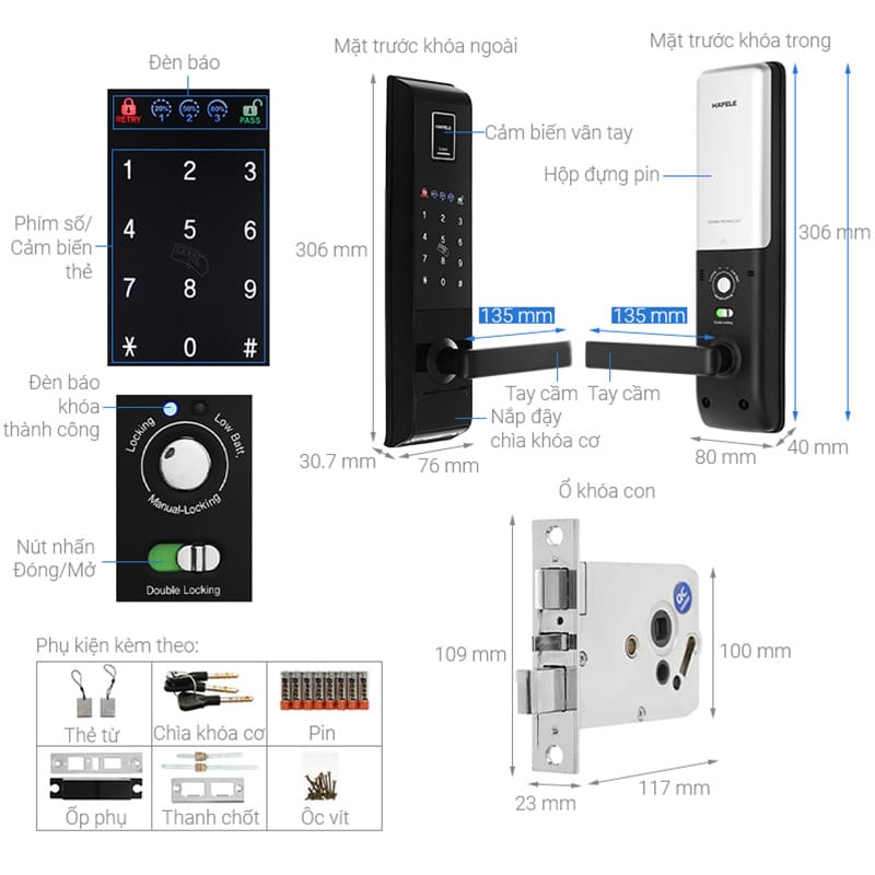 Thông số kỹ thuật  khoá điện tử EL9000 - TCS HELLOCOOK