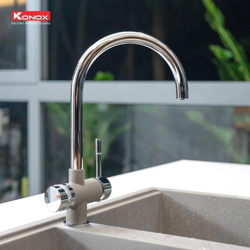 Vòi rửa ba đường nước RO TRIM-WATER GREY Konox hellocook