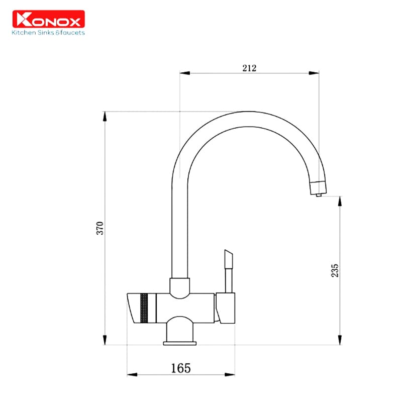 Thông số Vòi rửa ba đường nước RO TRIM-WATER GREY Konox hellocook