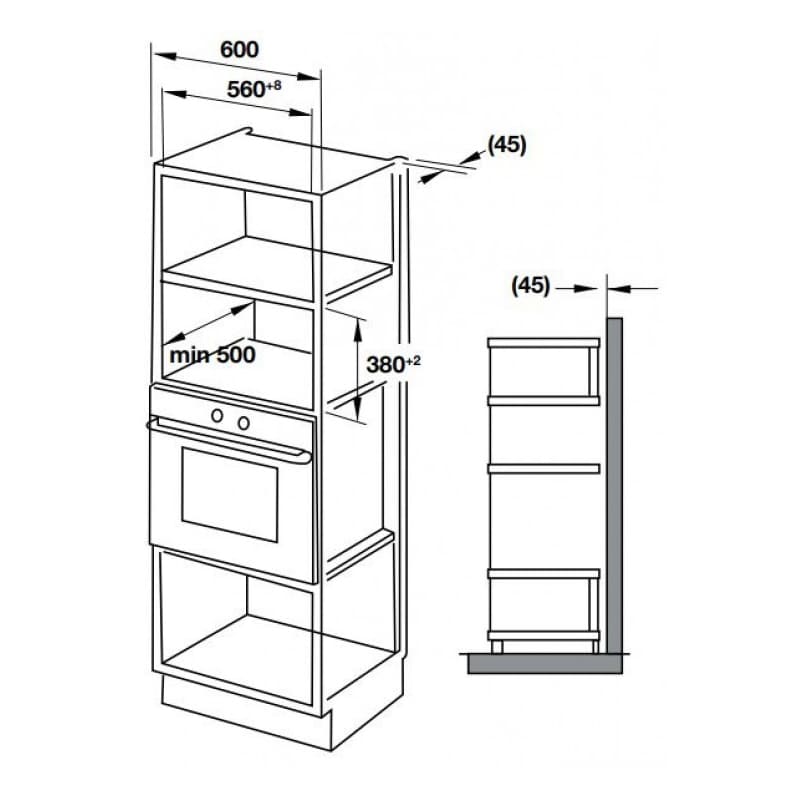 Kích thước lò vi sóng kết hợp nướng HM-B38D hellocook