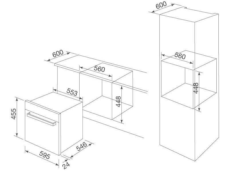 Kích thước  Lò vi sóng âm tủ MW-40CP hellocook