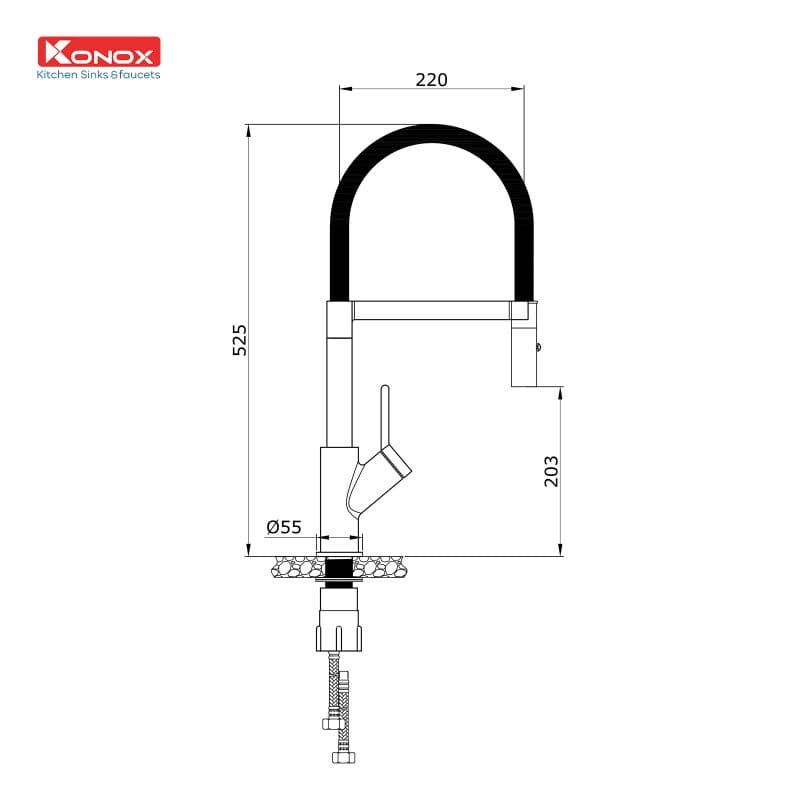 Vòi rửa bát thân mềm Konox BIAN hellocook 