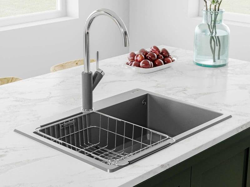 Chậu rửa bát đá Konox Ruvita 680 GREY hellocook