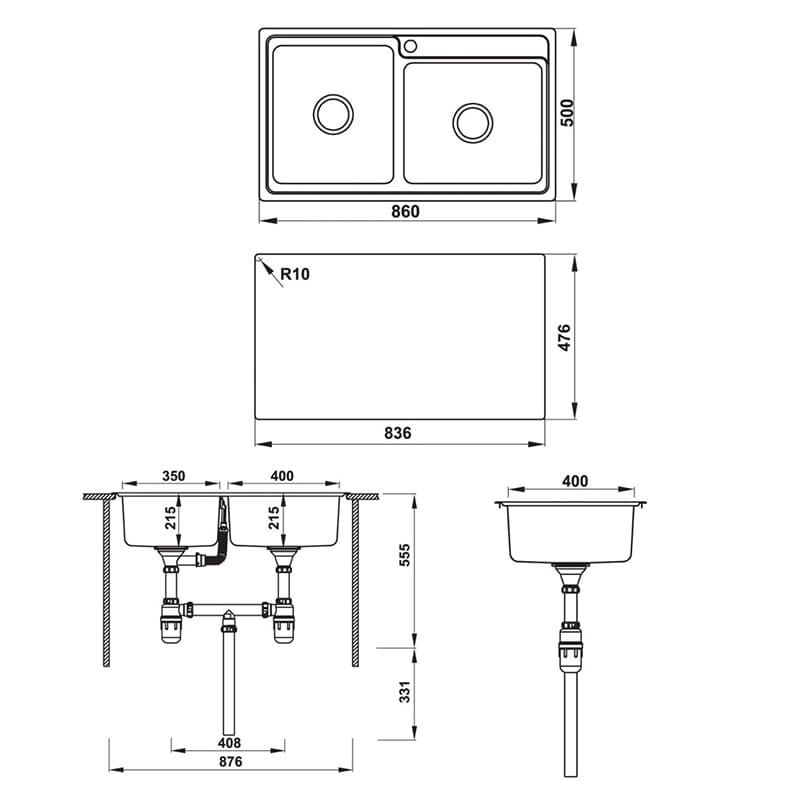 thông số Chậu rửa bát Hafele Valerian HS-SD8650 hellocook