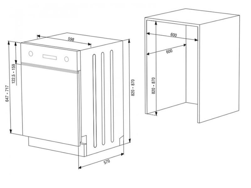 thông số kỹ thuật Máy rửa chén Hafele BÁN ÂM HDW-HI60B