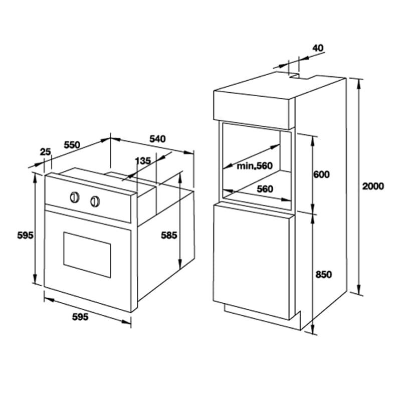 kích thước Lò nướng âm tủ Fagor F-CLASS 8H-185BSMA hellocook