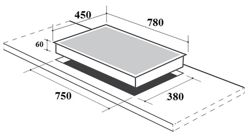 kích thước bếp từ canzy cz tl67ga hellocook