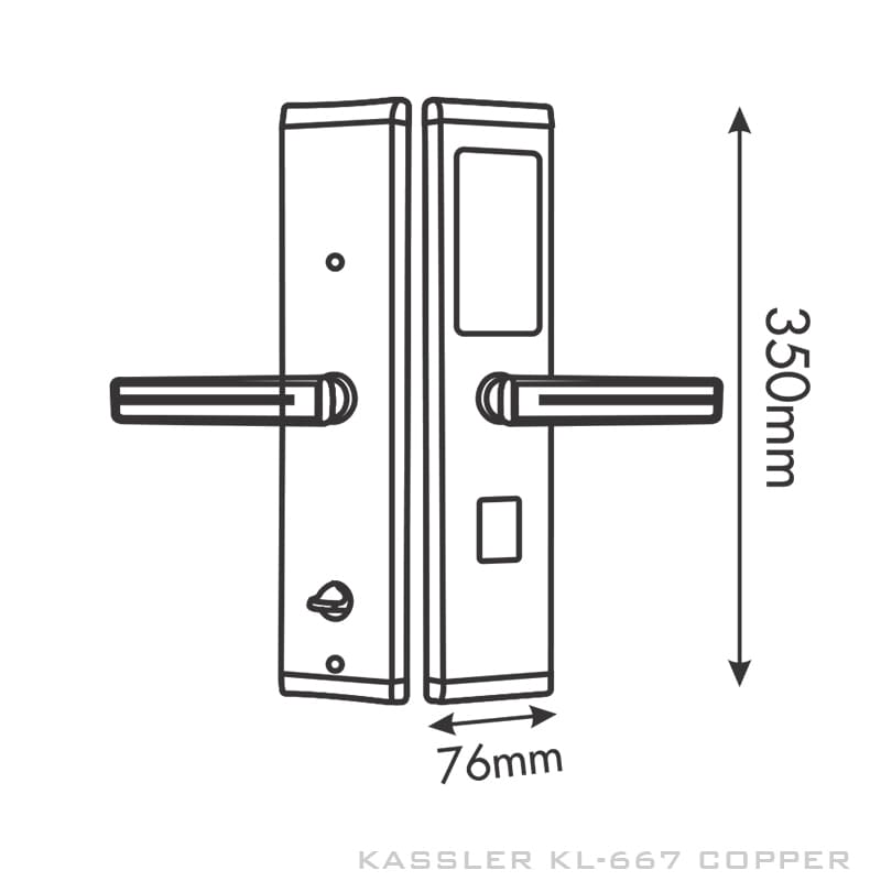 Bảng vẽ kỹ thuật khoá cửa thông minh Kassler KL-667 COPPER