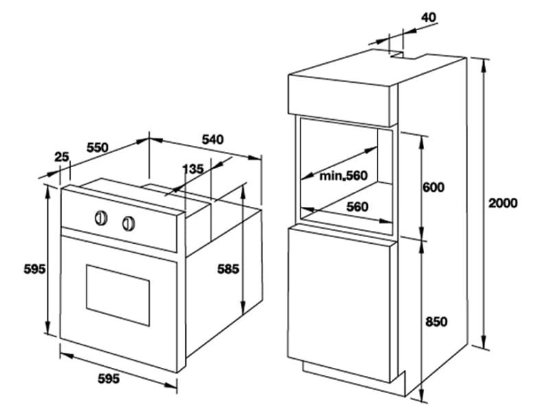 Bản vẽ kỹ thuật lò nướng âm Q-CLASS Fagor 8H-185TCNA chính hãng