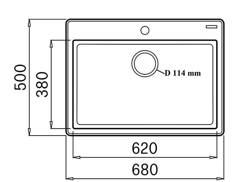 Bản vẽ kỹ thuật chậu rửa bát đá Konox Ruvita 680