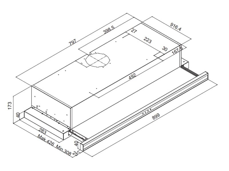 Các thông số kỹ thuật máy hút mùi âm tủ Fagor 3AF3-741B hellocook