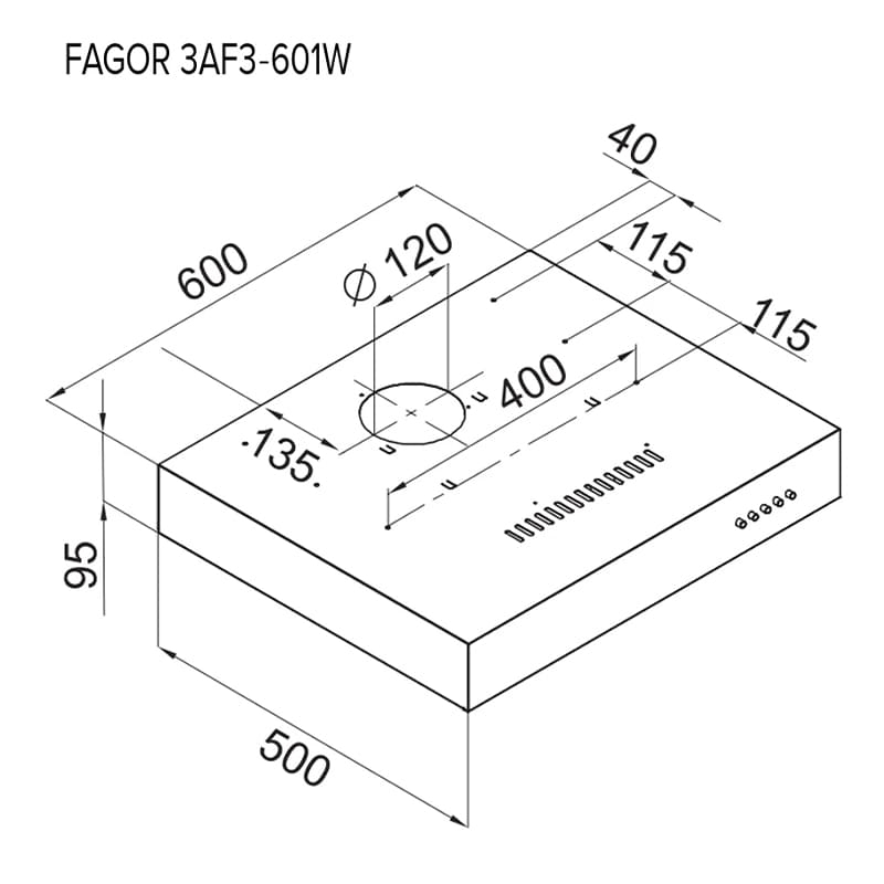 thông số kỹ thuật máy hút mùi âm tủ Fagor 3AF3-601W hellocook